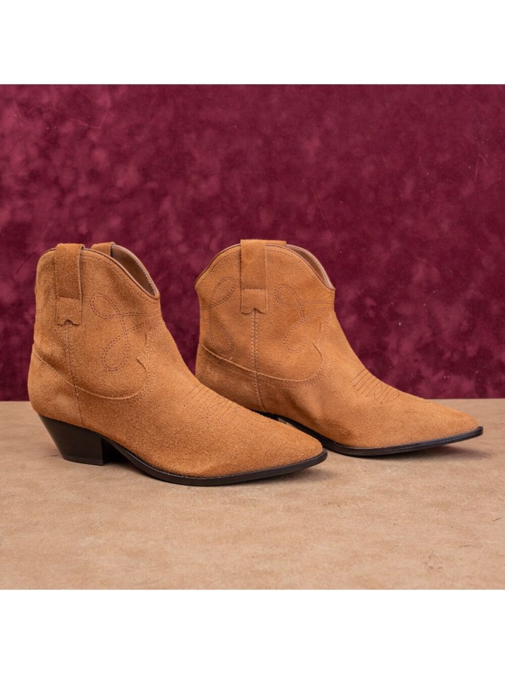 Schutz Women Brown Suede Cowboy Western Pointy toe Party Zip Boots sz 8.5
